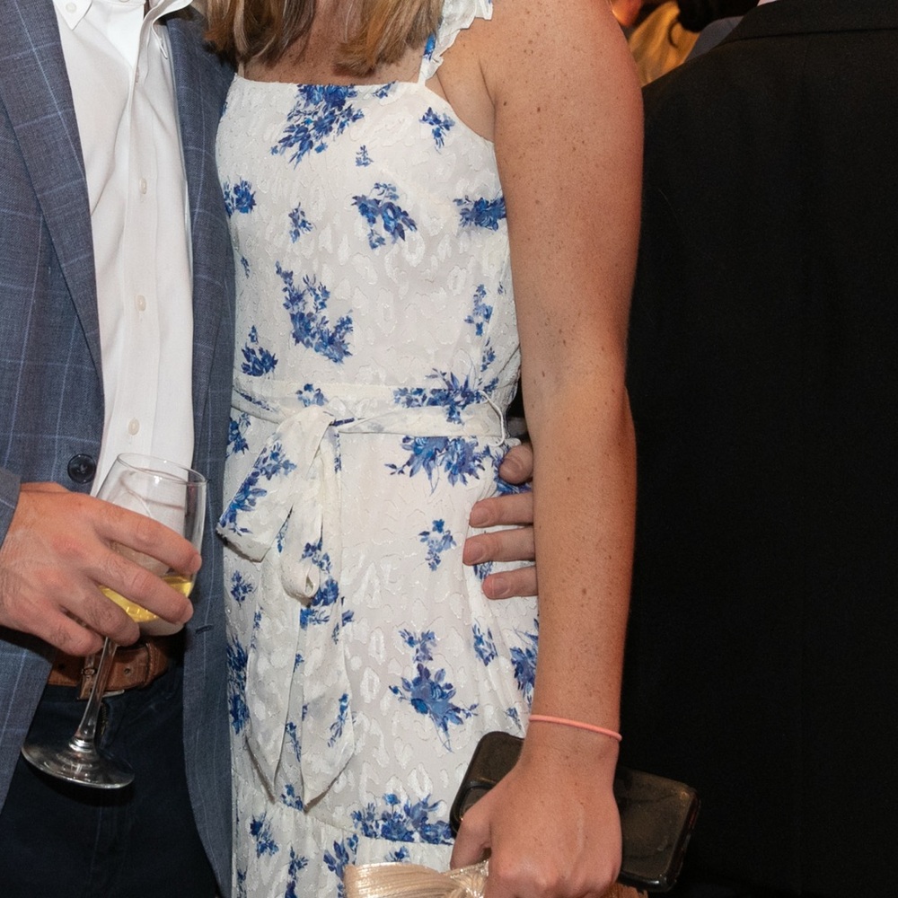 White and blue cocktail dress